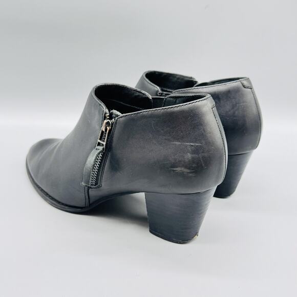 Vionic Boots Womens 8.5 Black Leather Taber Ankle Booties Side Zip Heel Comfort - Picture 5 of 10